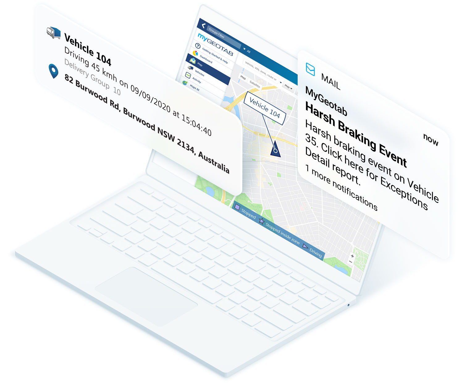 Broken rule notification on a white laptop