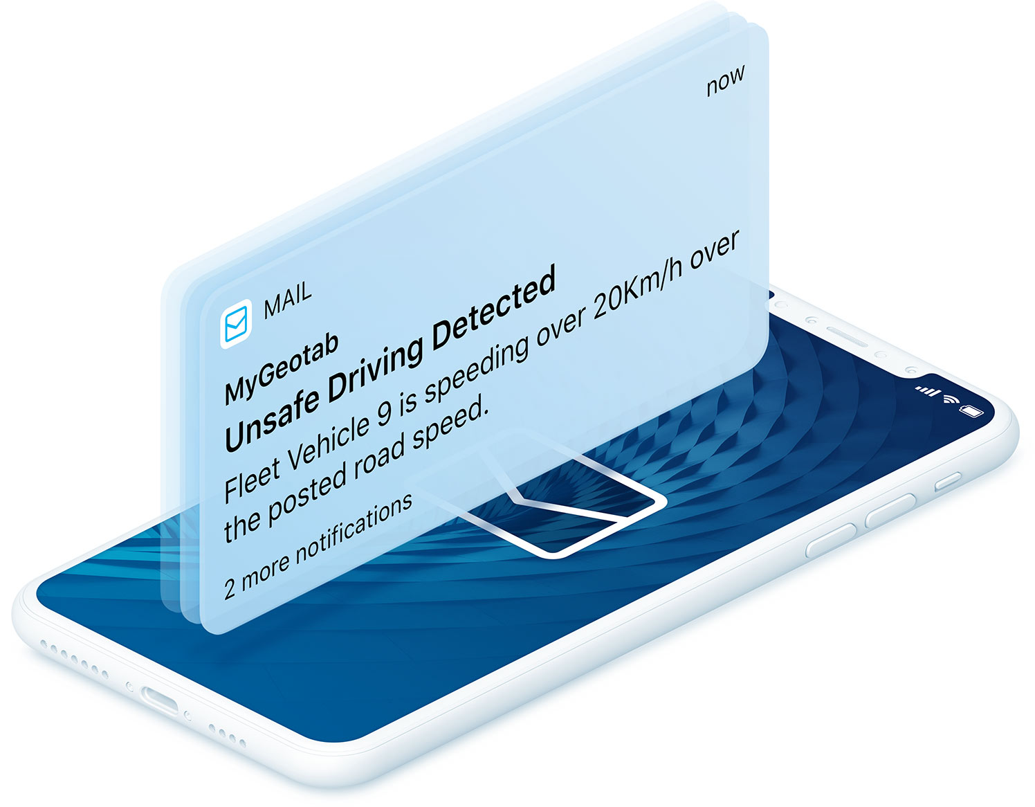 Speeding event detected notification on phone MyGeotab UI