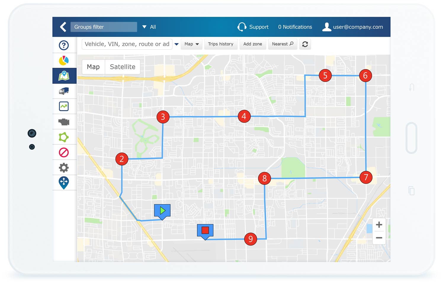 My Geotab tracking UI