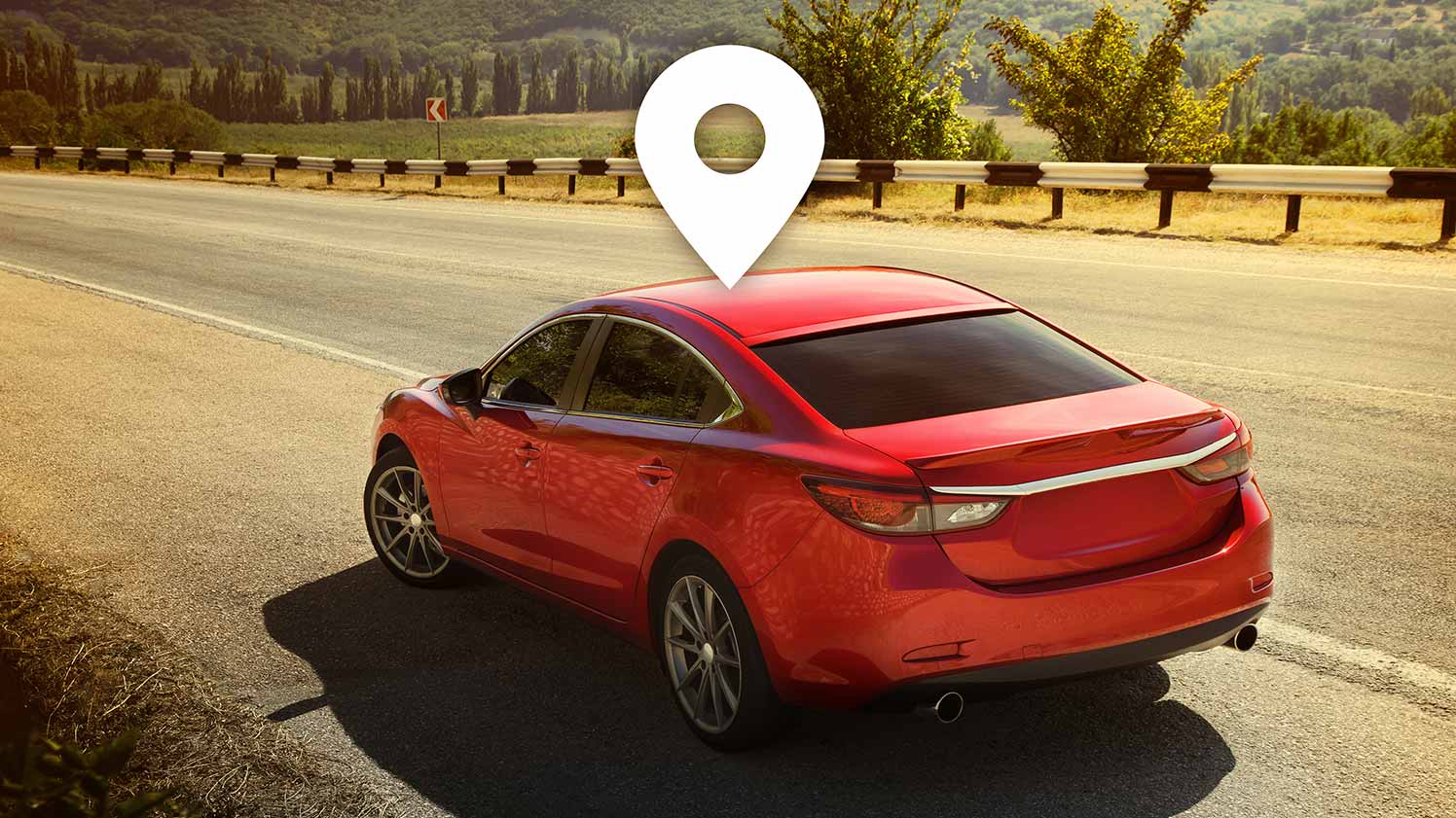 Image of stranded vehicle with GPS icon over it