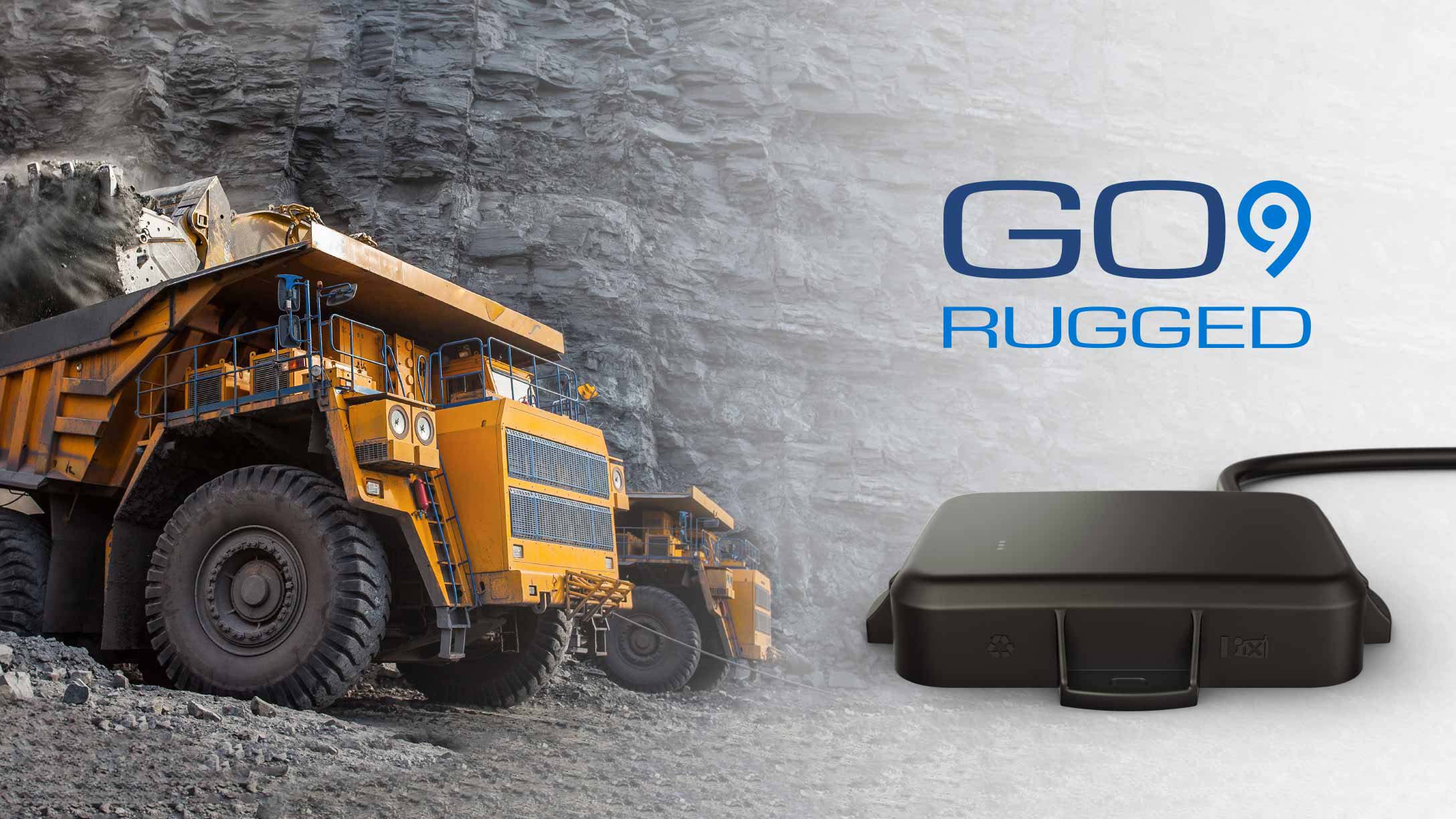 GO9 Rugged device beside yellow construction truck
