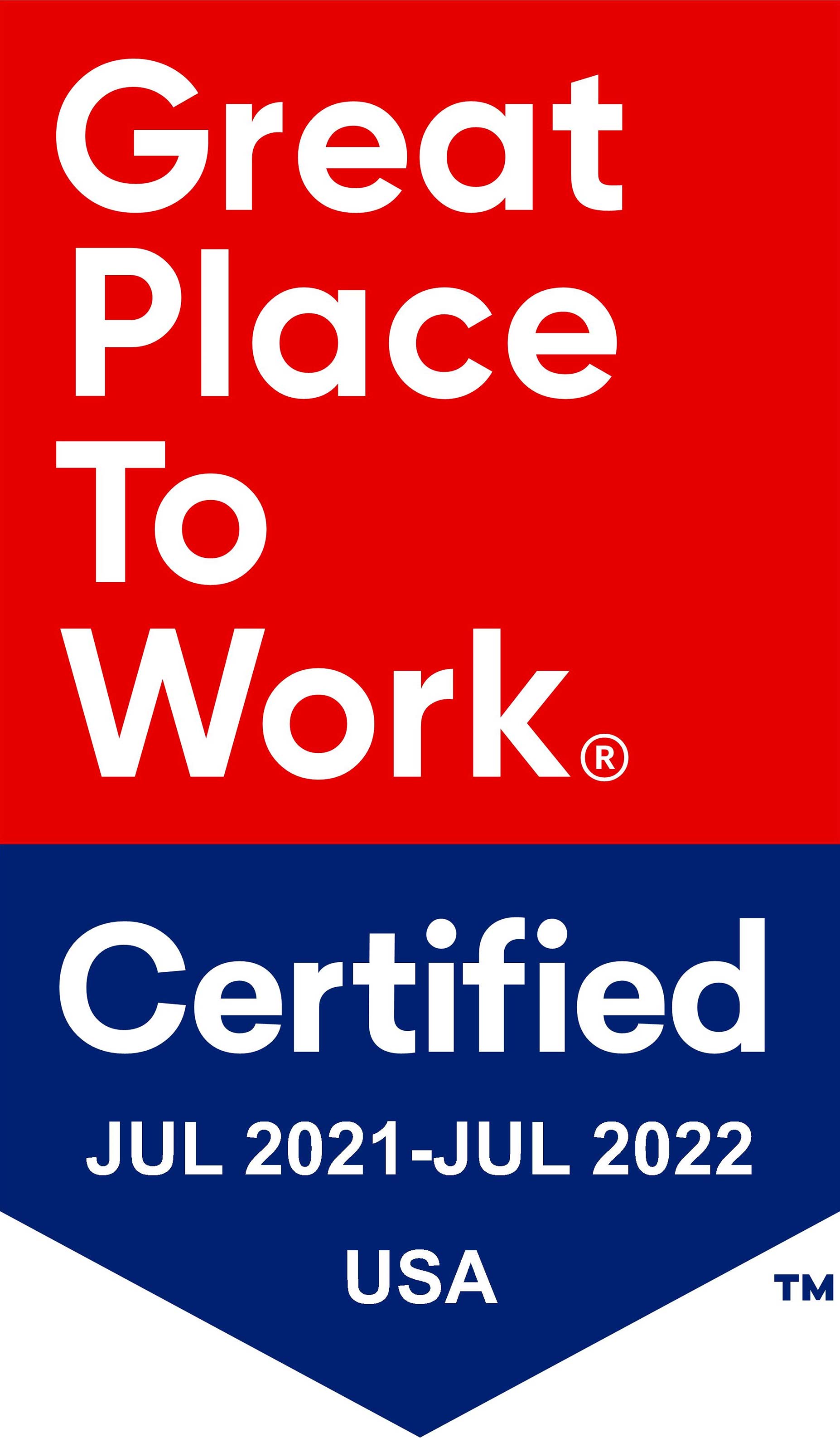 Logo for Great Place to Work® Best Workplaces™ USA 2021