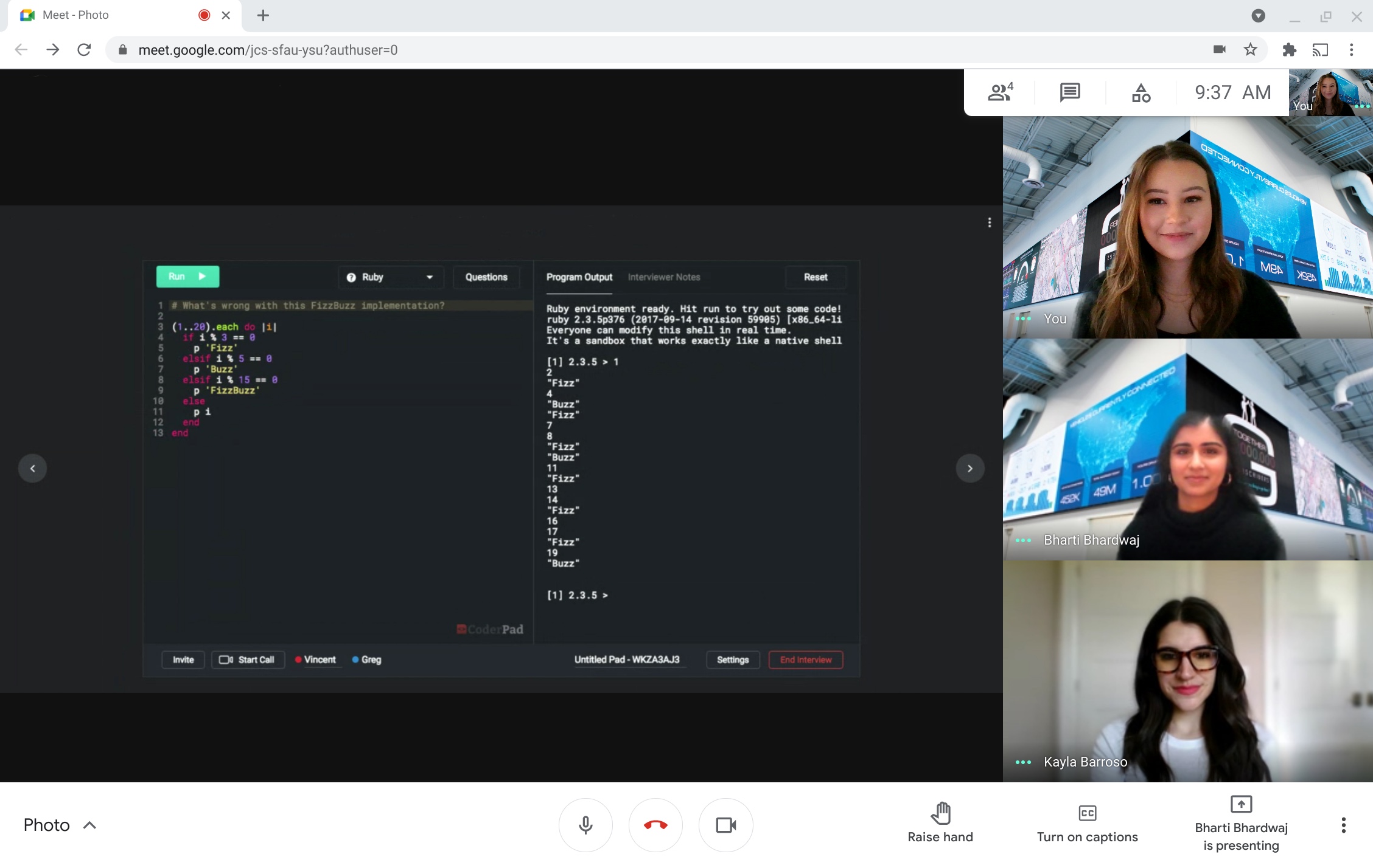 Virtual interview