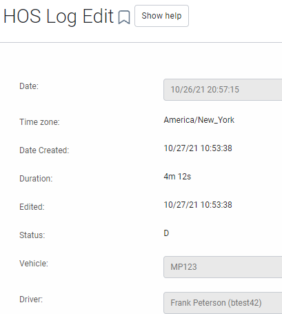 HOS Log Edit