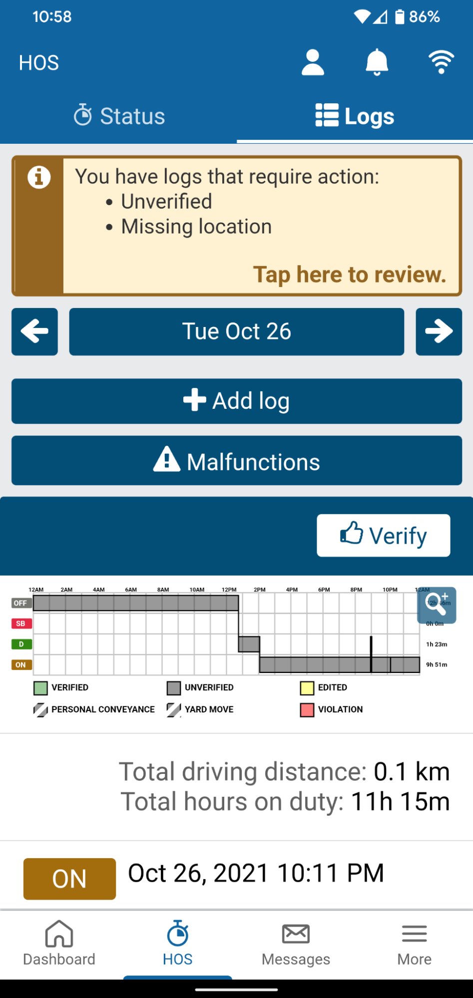 Log verification