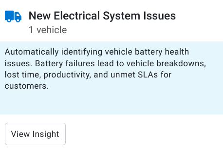 Insight message indicating a new electrical system issue