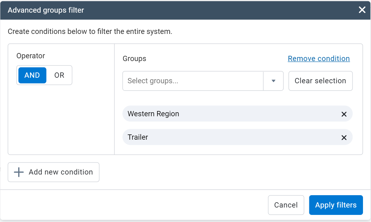 A screenshot of Advanced Groups Filter