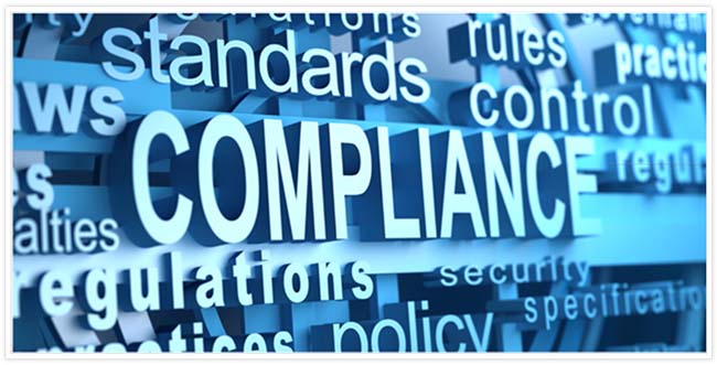 "Compliance" in 3D surrounded by related words