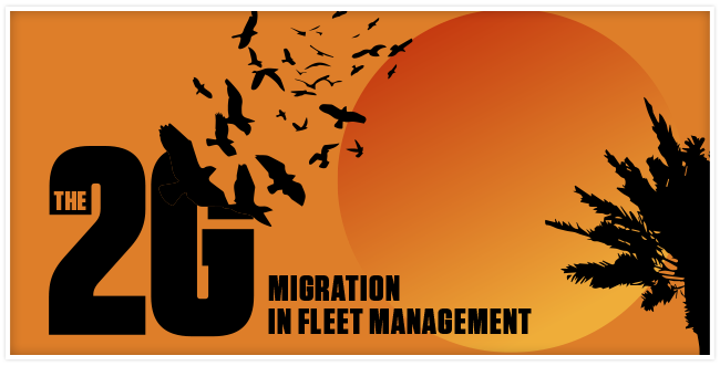 2G migration represented by a 2G logo disintegrating into a flock of birds