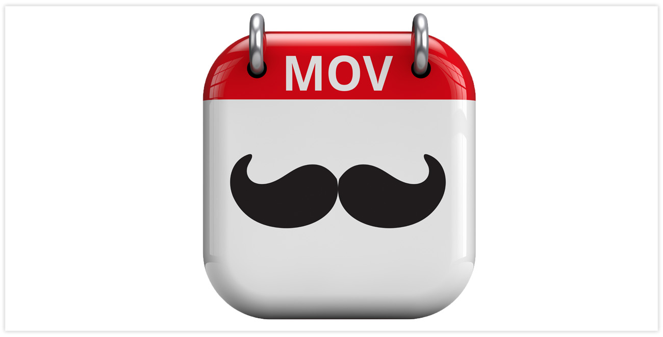 A calender icon with the month as "Mov" and a black mustache underneath