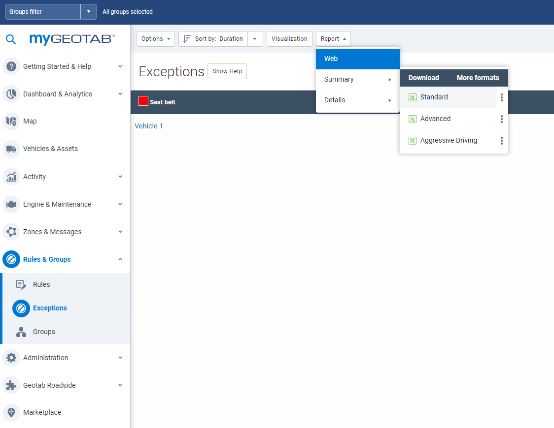 mygeotab exceptions dashboard