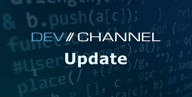 "DEV/CHANNEL Update" with code behind it
