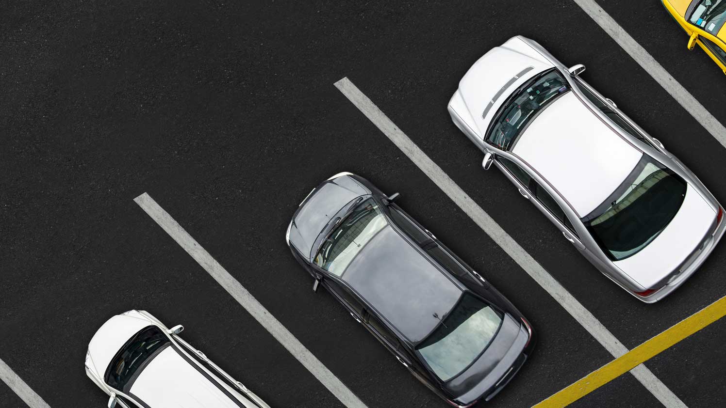 Cars parked on a diagonal