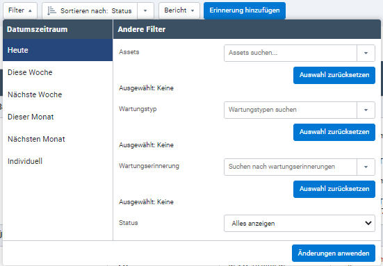 Desktopansicht Datumszeiträume