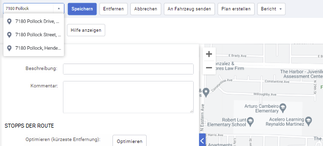 Texteingabehilfe für Adressen und Wegpunkte (Funktionsvorschau)