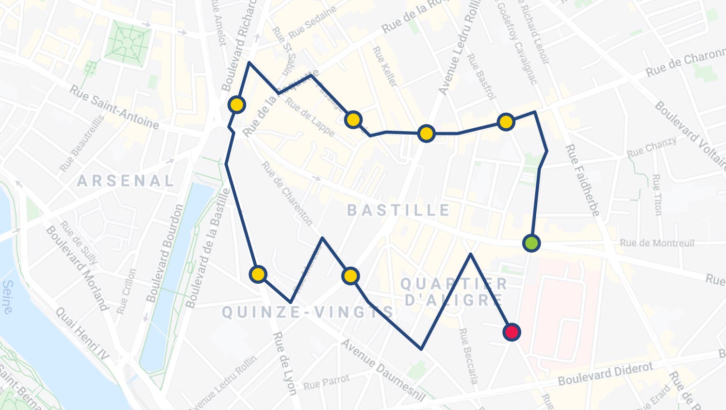 Capture d’écran du tableau de bord MyGeotab affichant la carte de routage et d’expédition