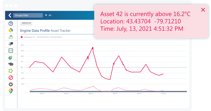 Asset condition alert in MyGeotab asset tracking software, mygeotab