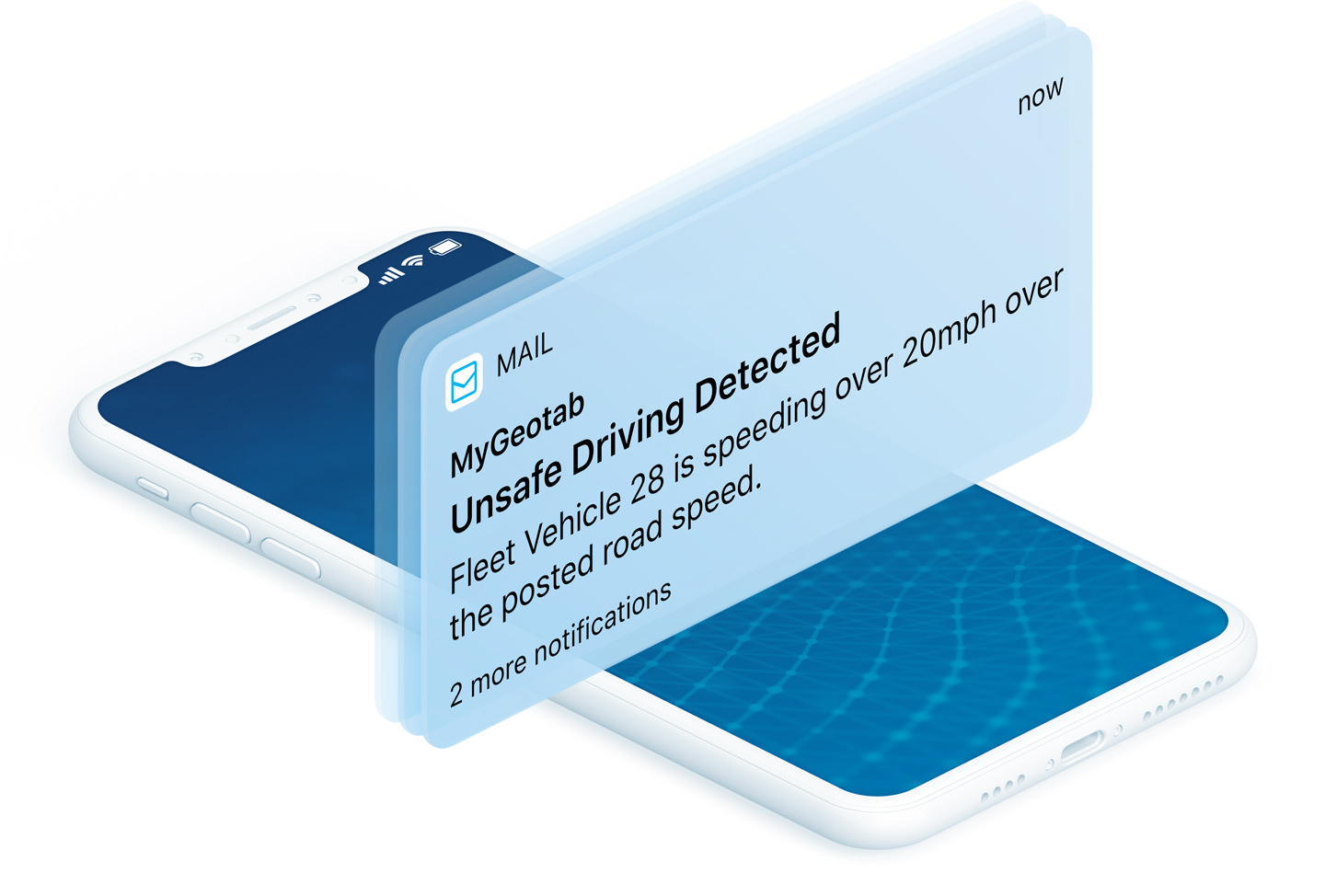 Unsafe driving detected email alert MyGeotab rule violation email alert on cell phone