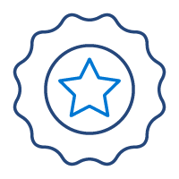 Blue wheel icon with star inside
