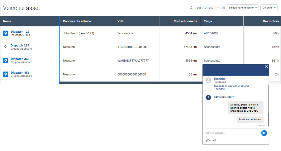 Live chat MyGeotab