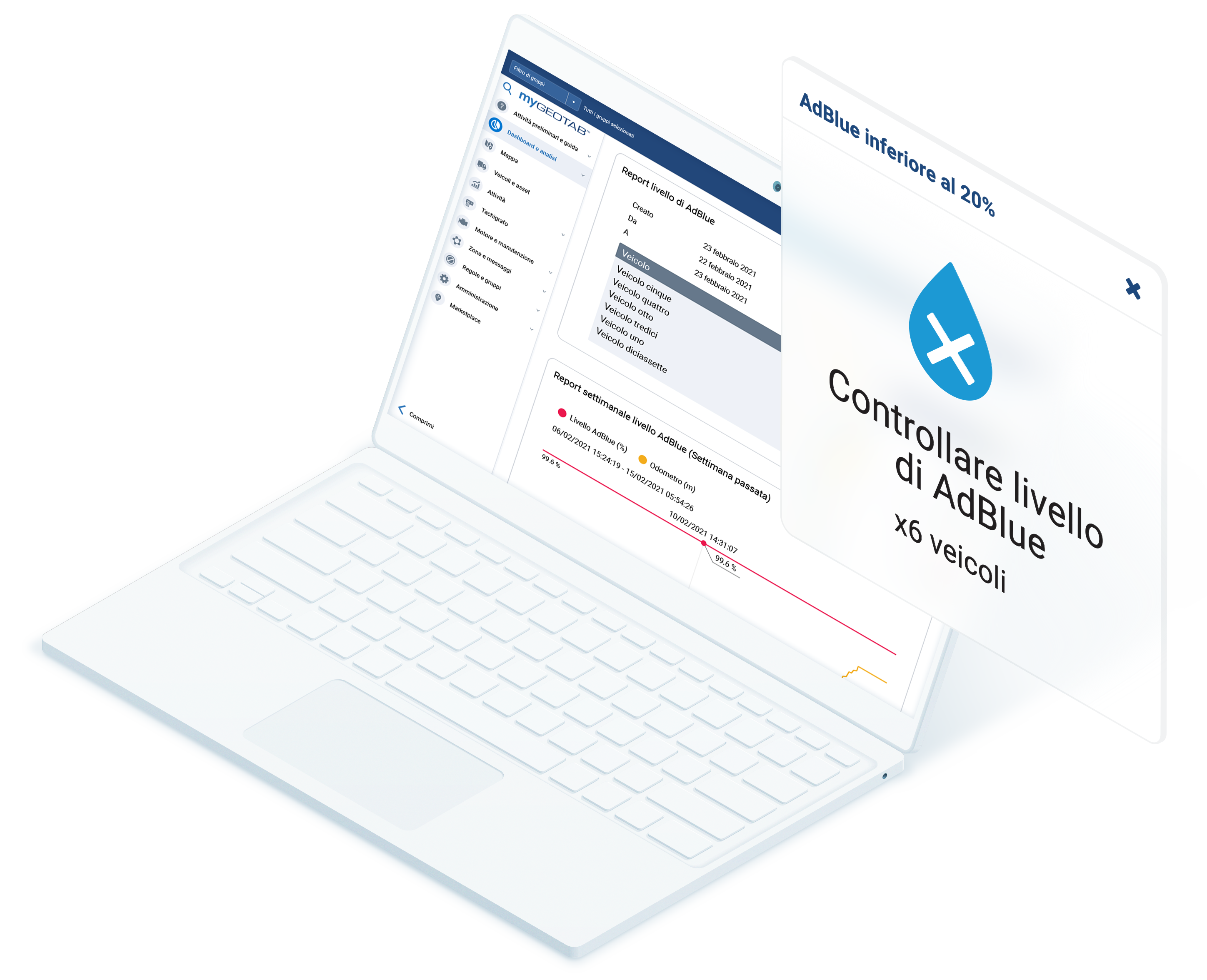 Computer che mostra come controllare il livello di AdBlue in MyGeotab