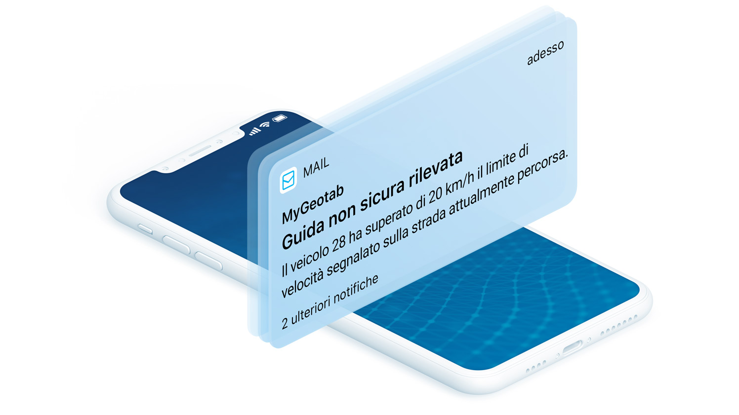 Unsafe driving detected email alert MyGeotab rule violation email alert on cell phone