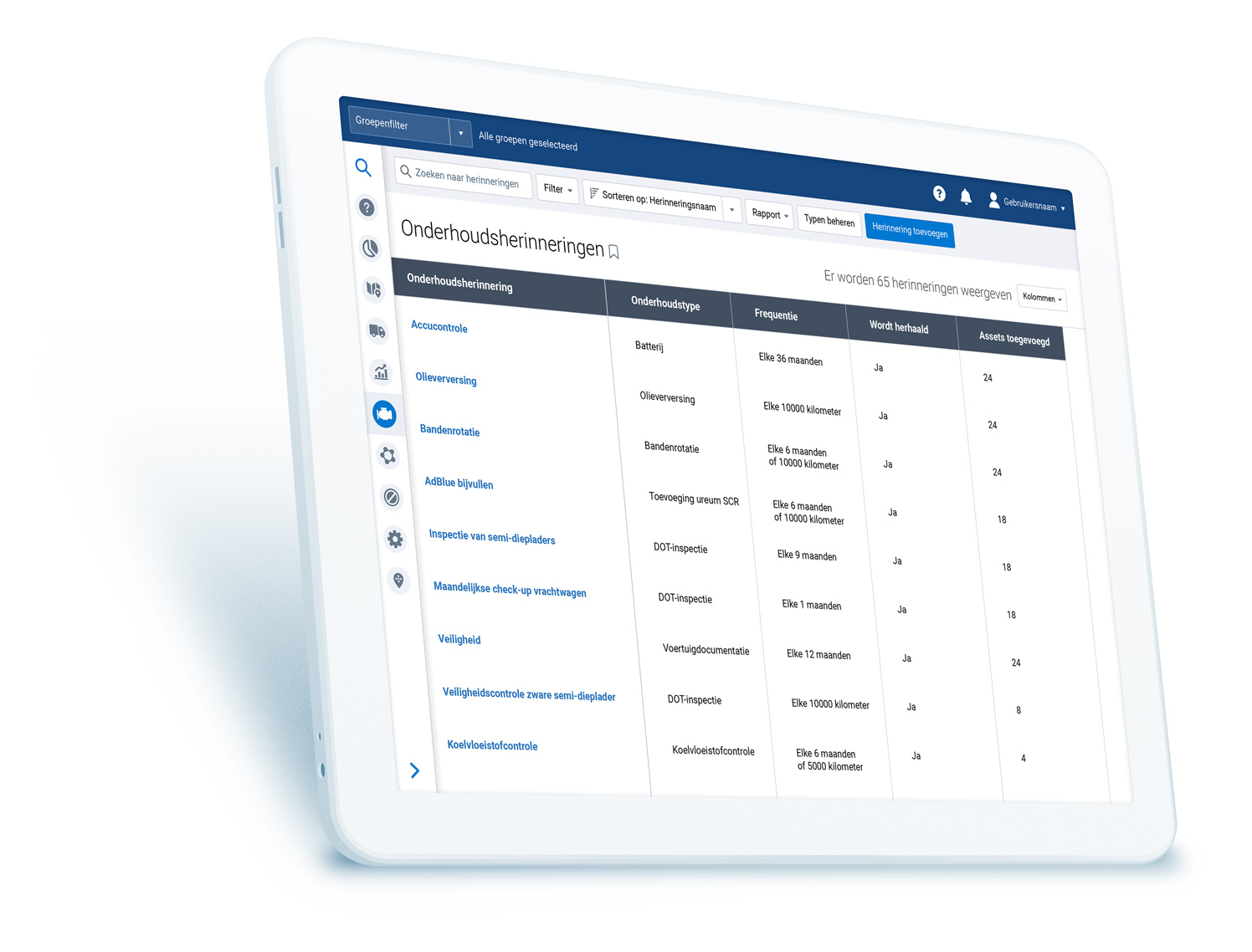 Placeholder Title Geotab voorspellend wagenparkonderhoud op een witte tablet