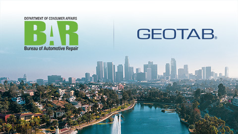 BAR and Geotab logo over California skyline
