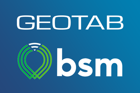 Geotab and BSM logo on blue background