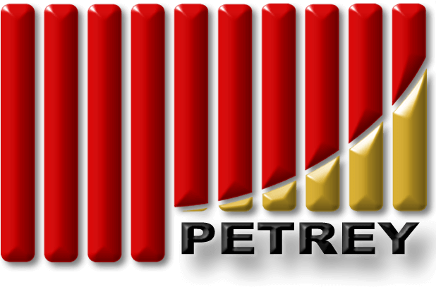 Petrey Novelty Inc Red and yellow PETREY Logo