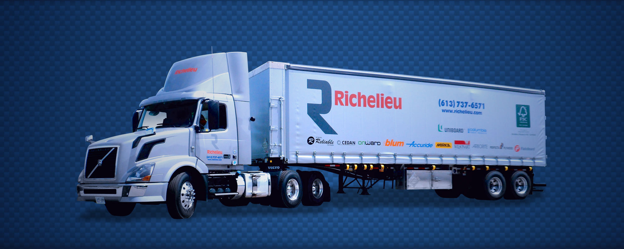Richelieu semi truck on a dark blue background