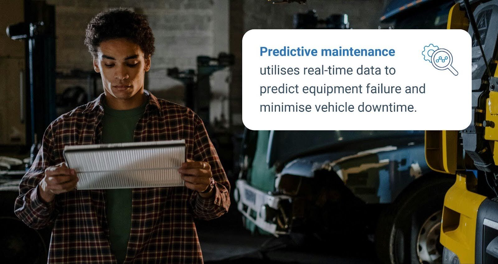 men and truck and ipad