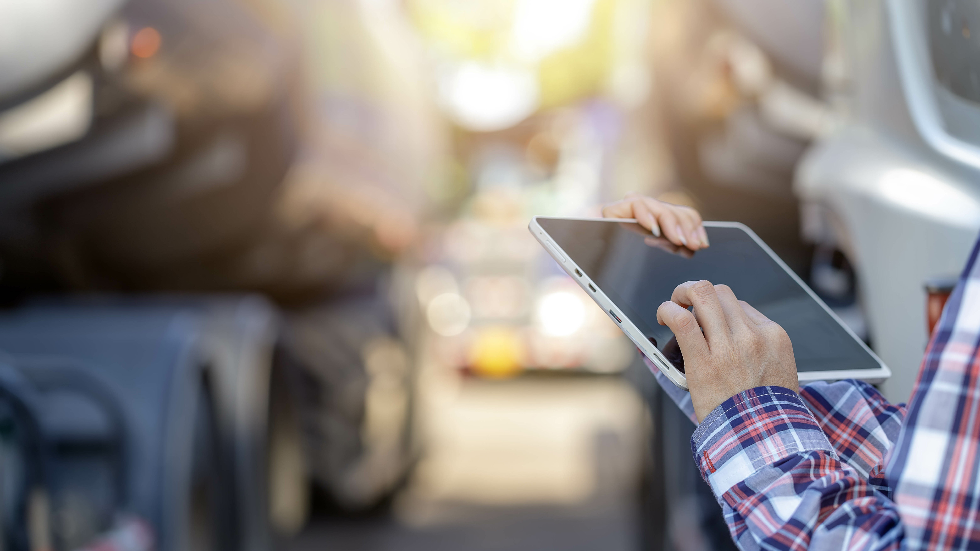 driver looking at report 