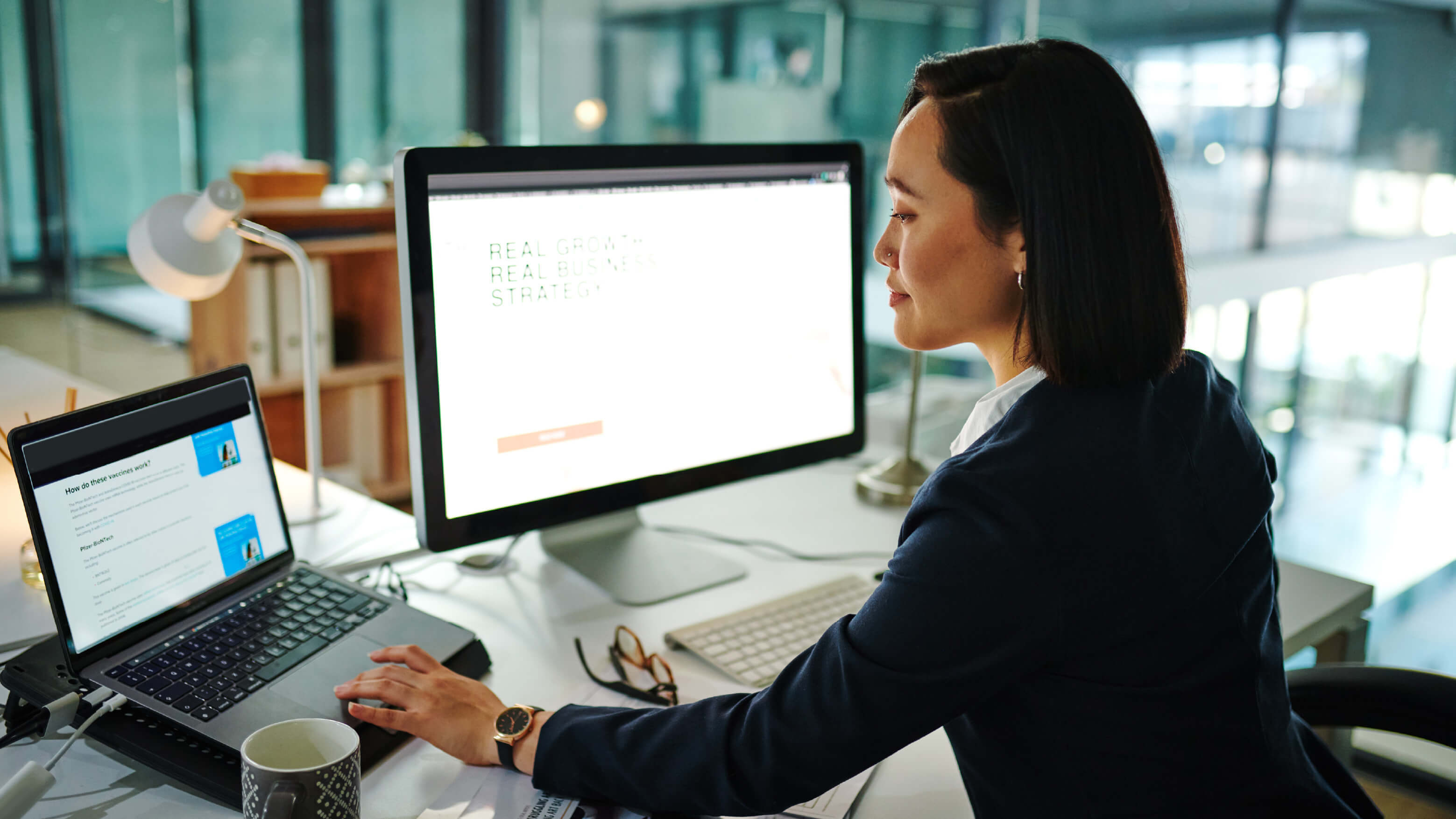 person looking at the safety benchmark report