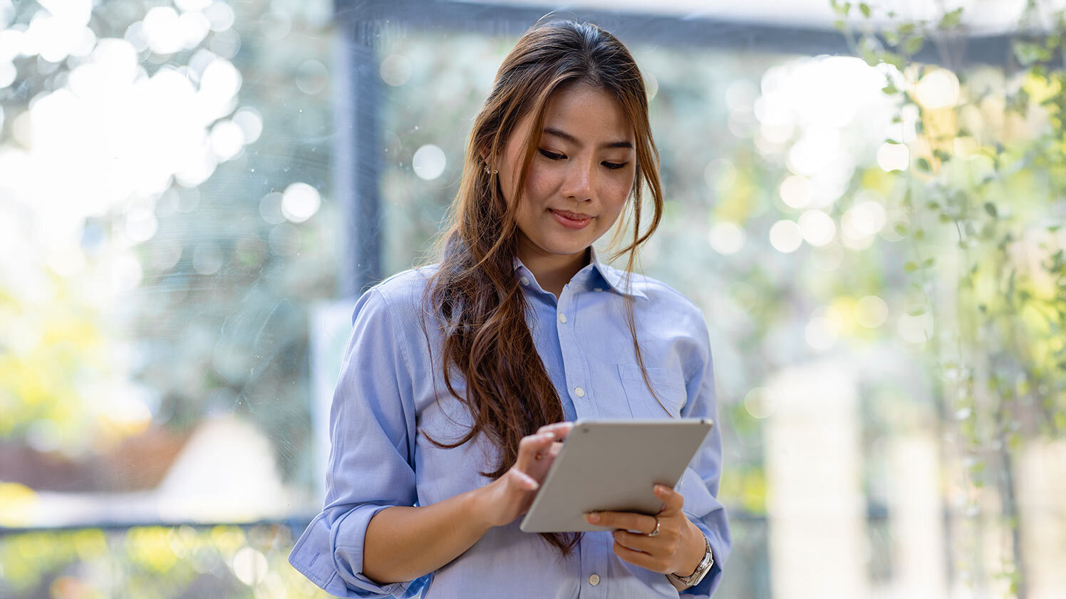person using a tablet