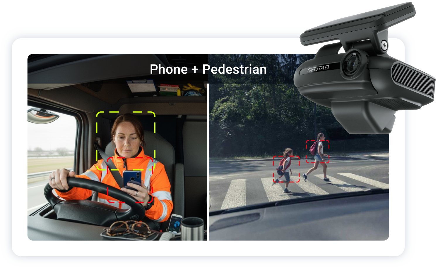 GO Focus Pro AI dash cam mounted on a heavy commercial vehicle