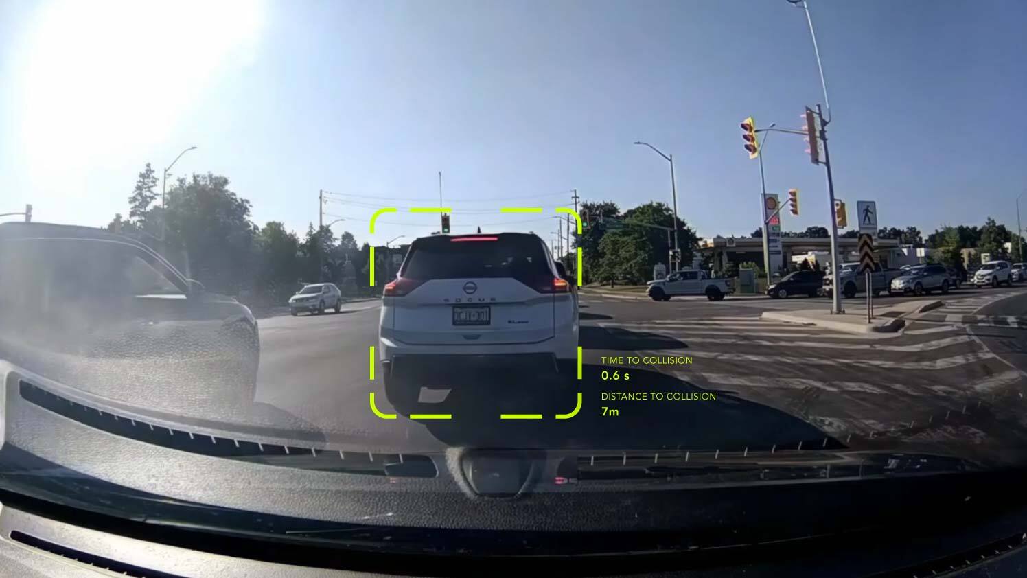 MyGeotab dashboard showing GO Focus Pro pre-collision warning alert