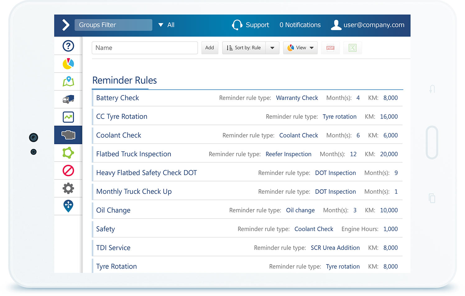 Maintenance UI in MyGeotab