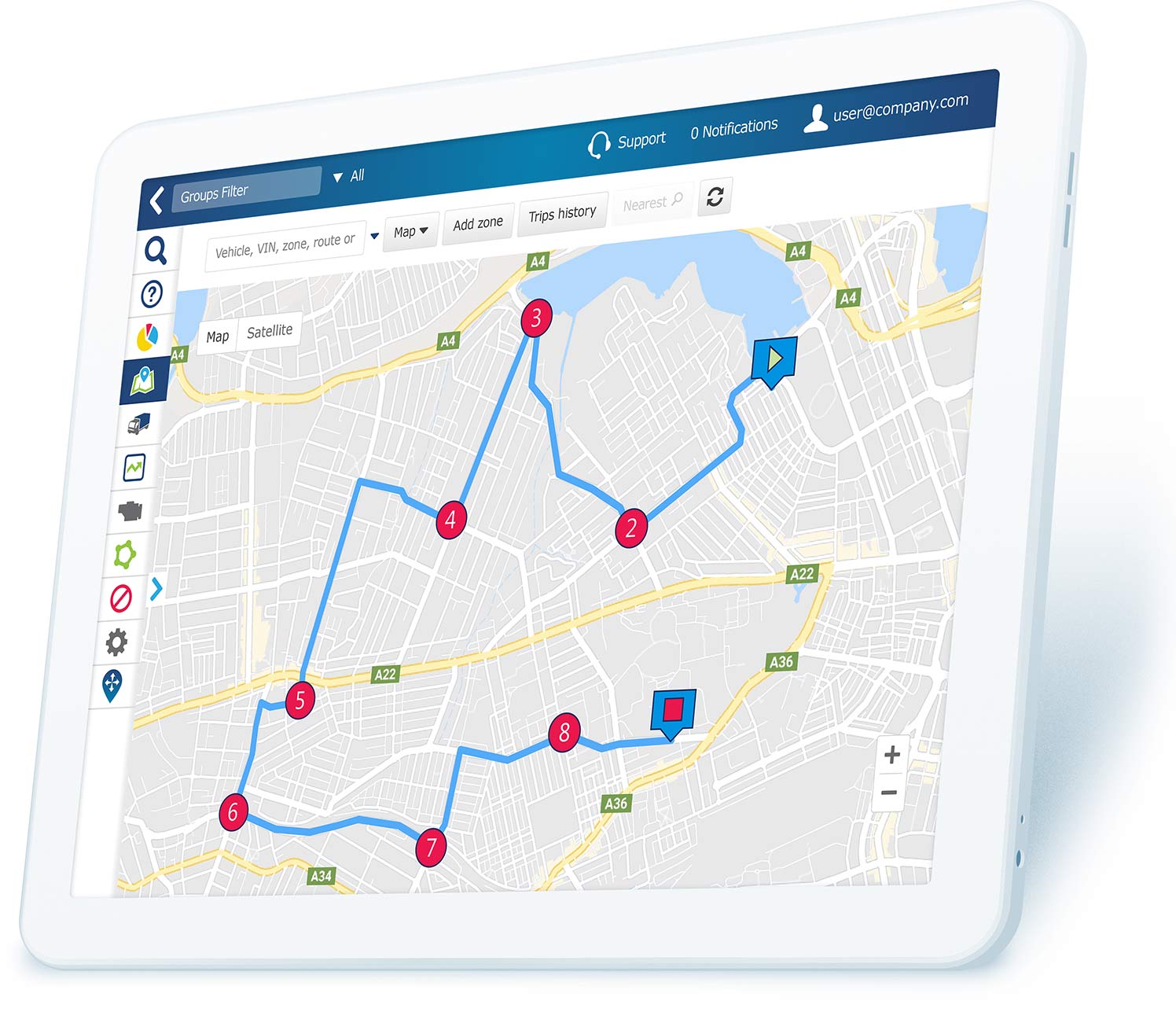 MyGeotab routing UI