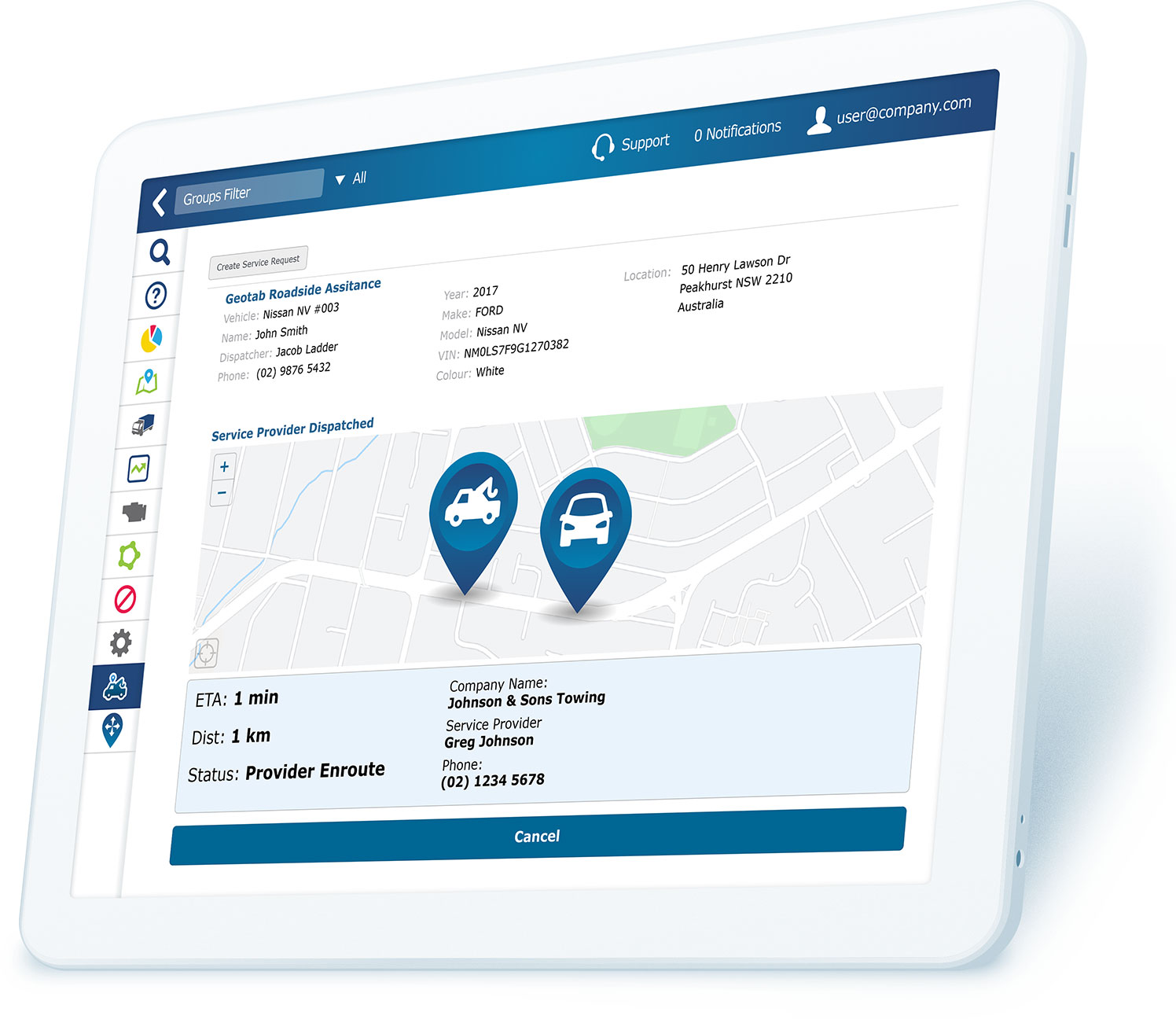 routing/dispatching UI in MyGeotab