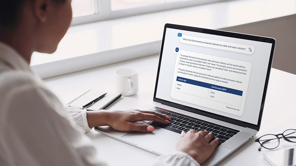 Woman sitting in front of laptop 