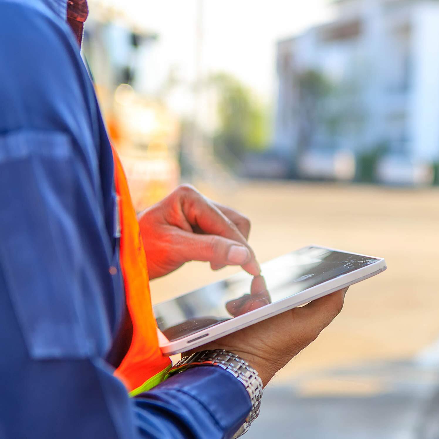 person using a tablet