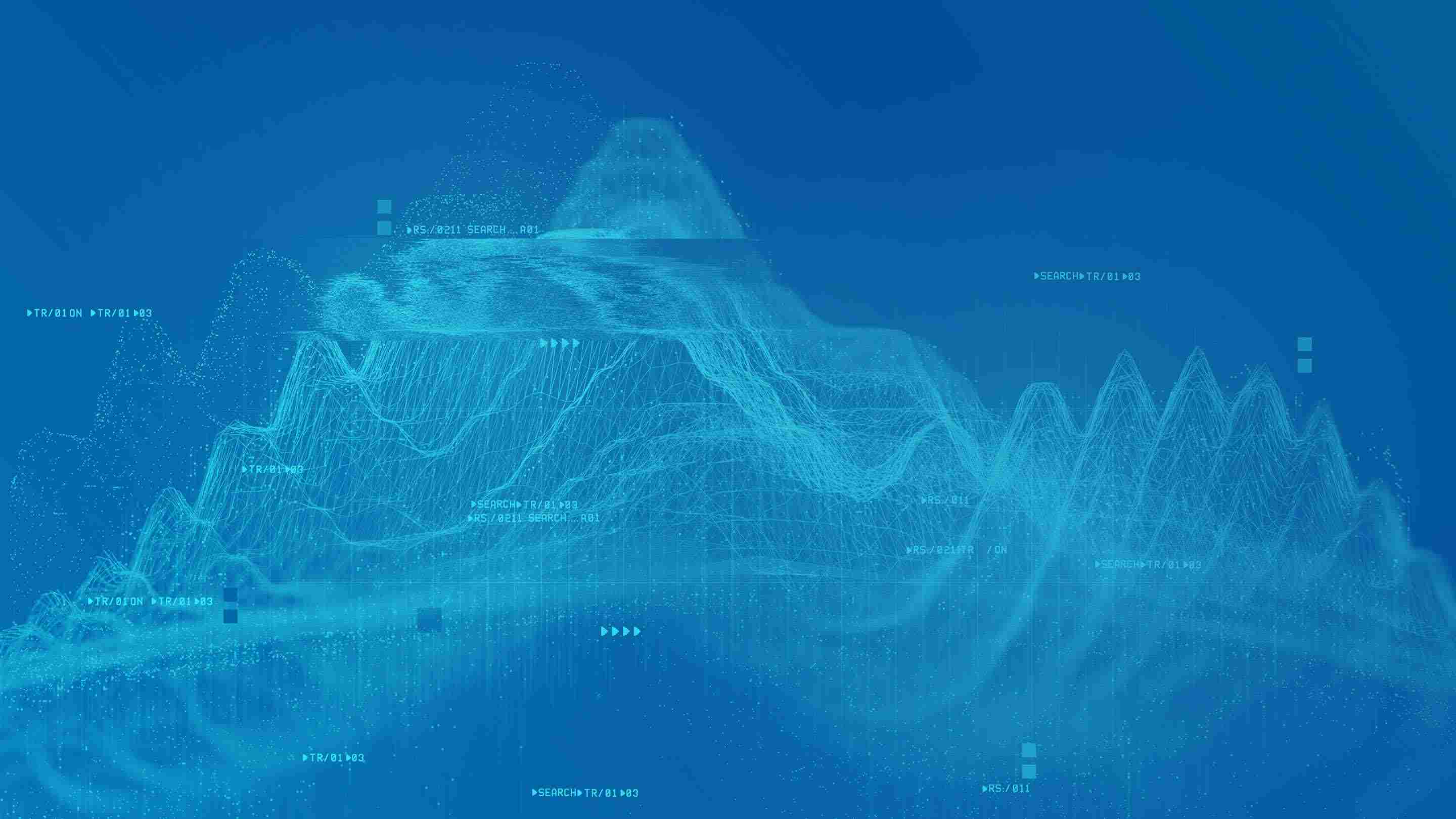 Blaue Linien auf blauem Hintergrund, die eine variable Wellenformation erzeugen