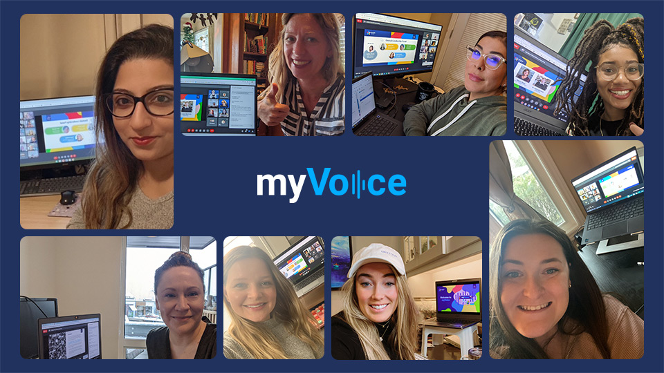 Image of different women virtually attending the MyVoice conference