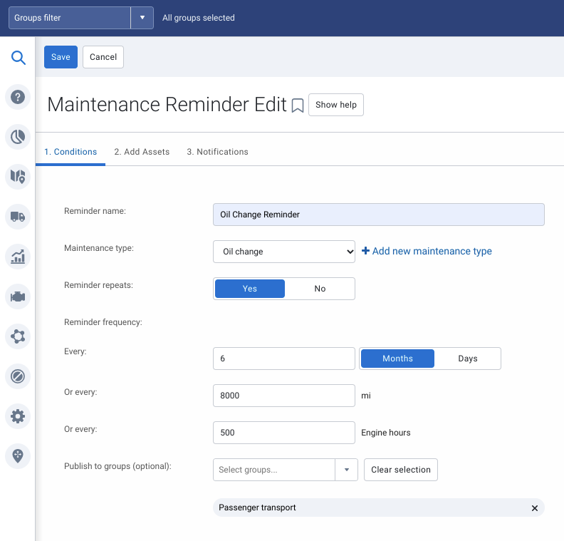 New Publish to groups feature for Maintenance Reminders