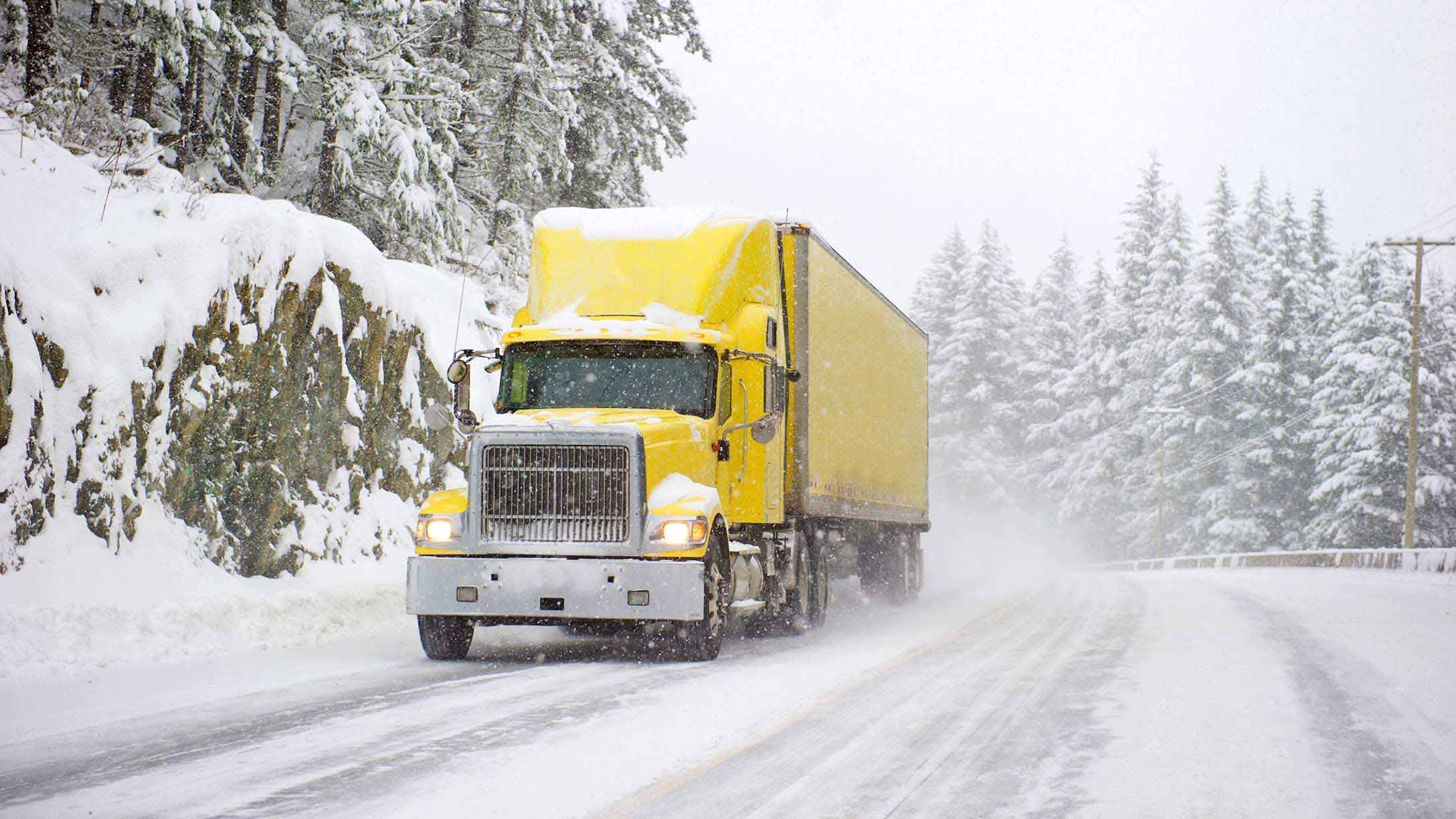 Truck on winter road