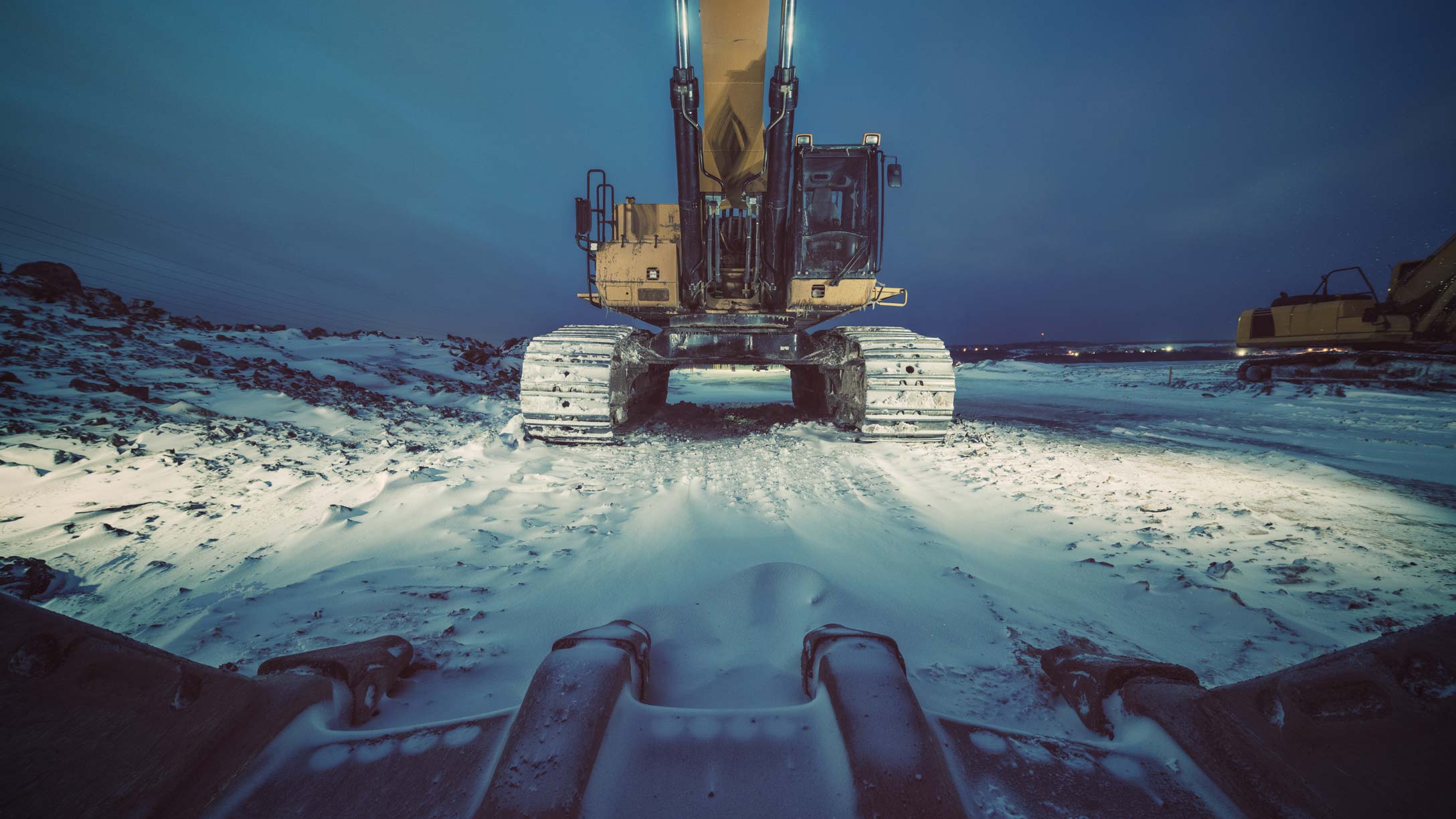 A construction vehicle at a construction site. 