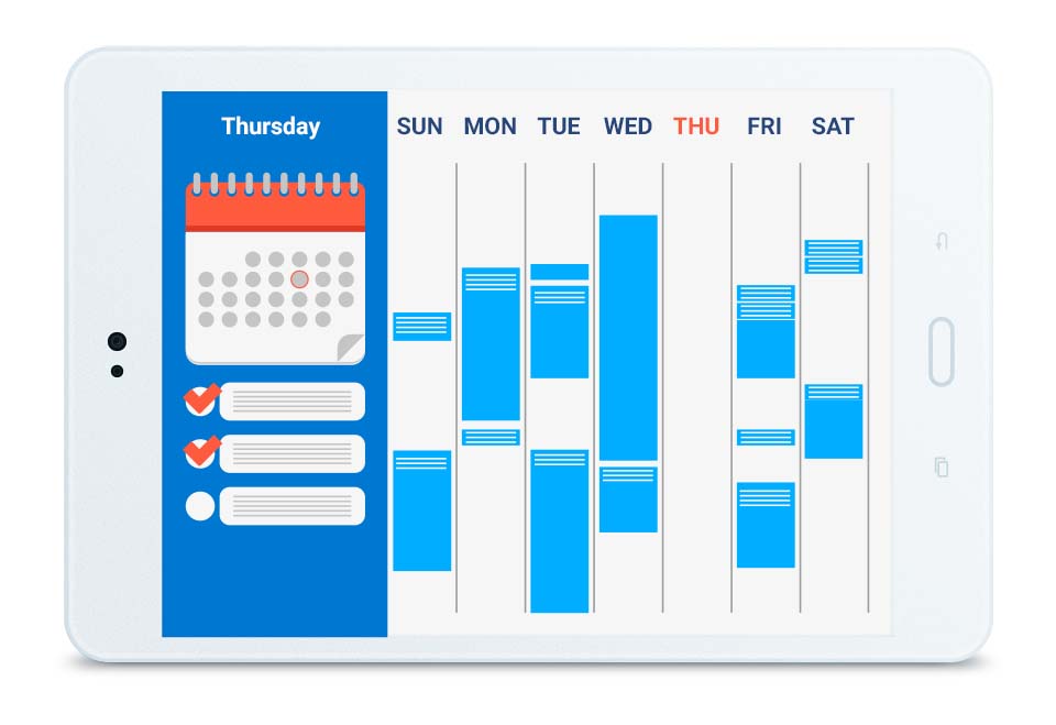 A calendar with no meetings scheduled for Thursday 