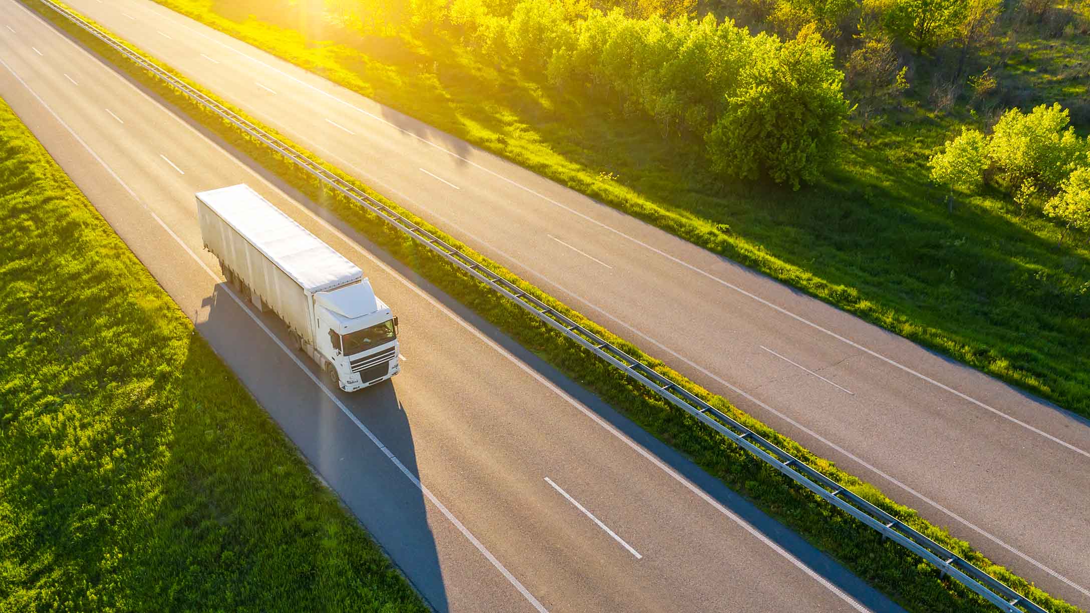 A truck on the highway 