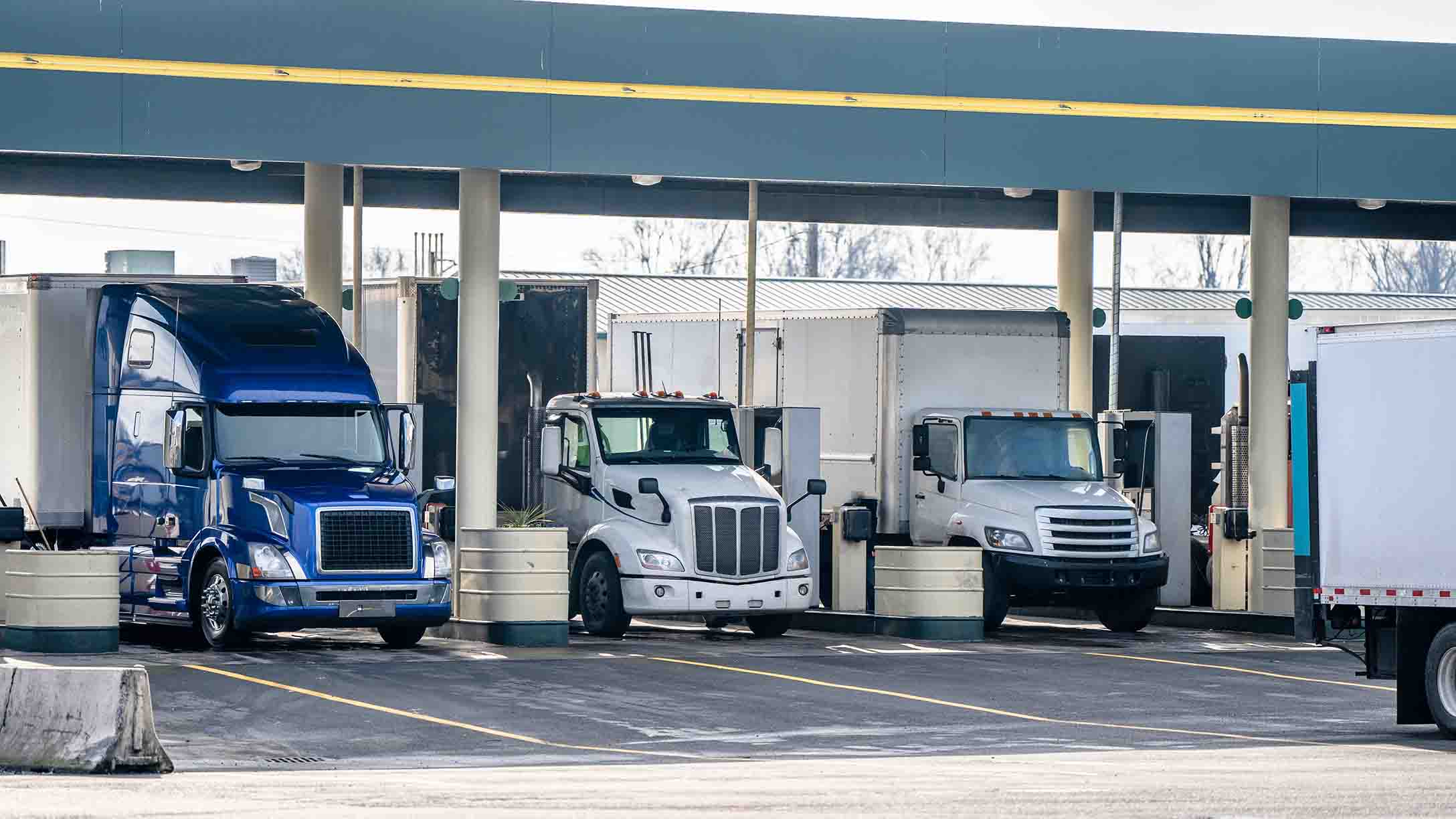 Lot of trucks parked